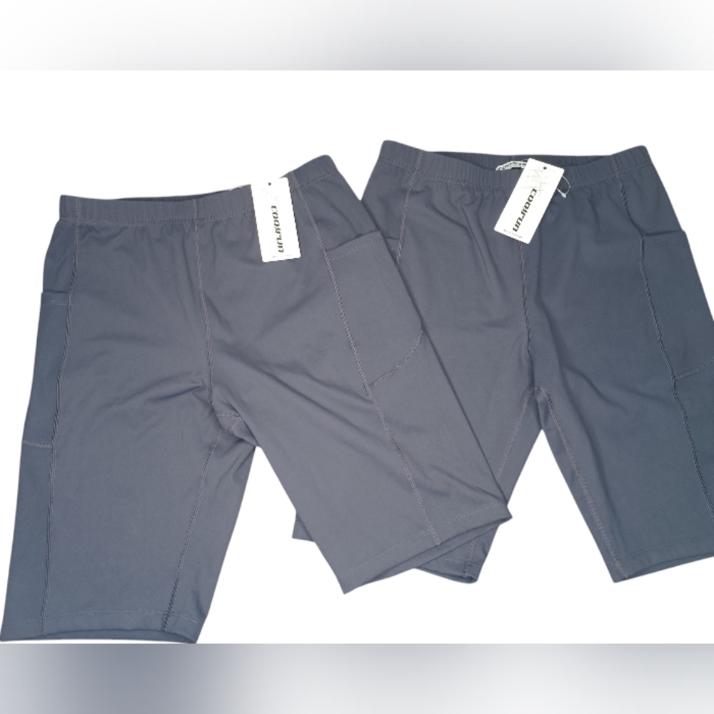 (2) NWT Cool Run Women's Yoga Pocket Shorts Sz. MED.